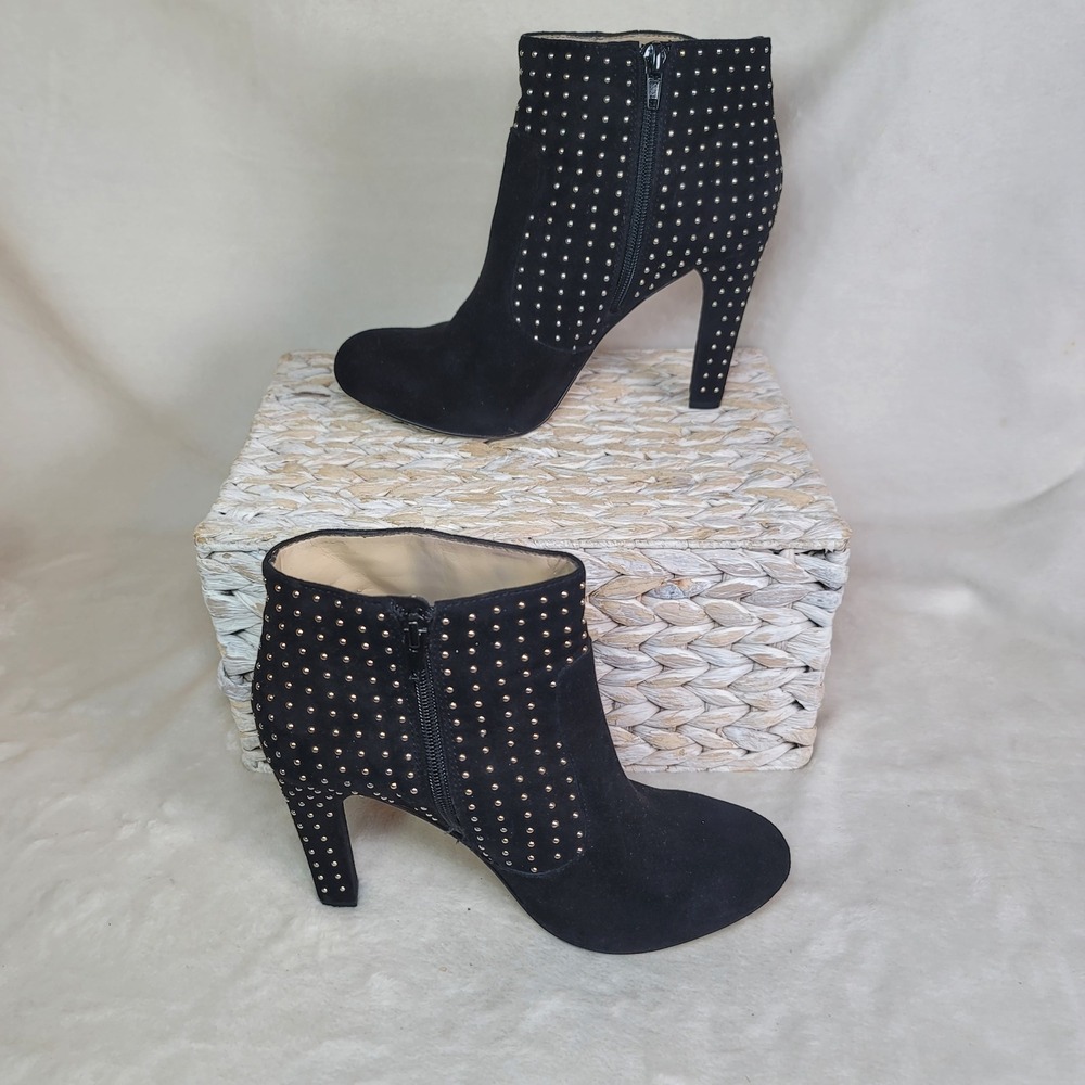 Inc Black Gold Studded Heel Booties Clubwear Going Out Whimsigoth Retro Size 8